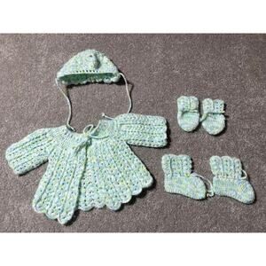 Vintage Handmade Crocheted Baby Set Keepsake Cottagecore Shower Gift Grandmacore